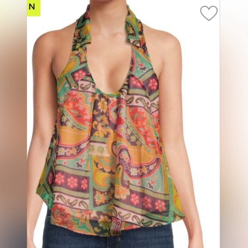 Free People Paisley print retro combo print halter tank top